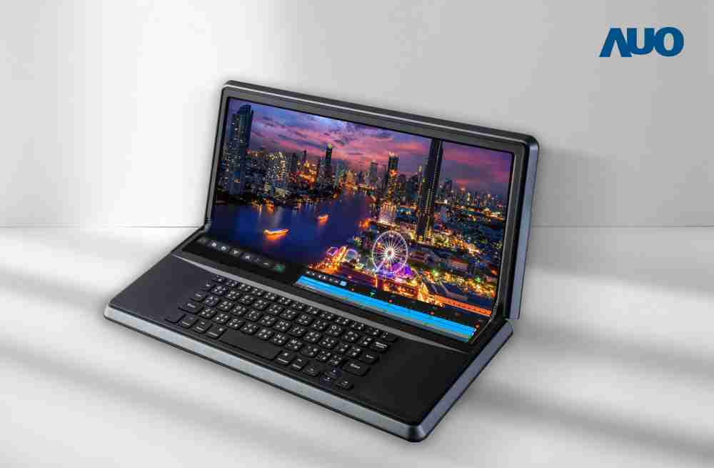 28国际14.6吋Micro LED折迭显示屏幕，，，，搭配半径4mm的弯折绞炼，，，以及高画素、、高亮度、、高对比度的显示技术特点，，，即便在大视角下仍保有绝佳色相与亮度